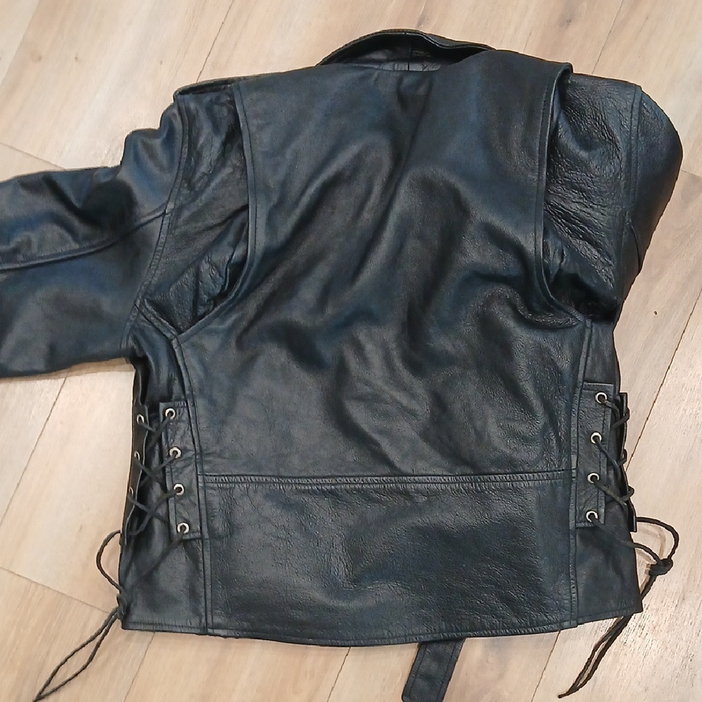 Rebels Black Leather Bomber Jacket - image 3